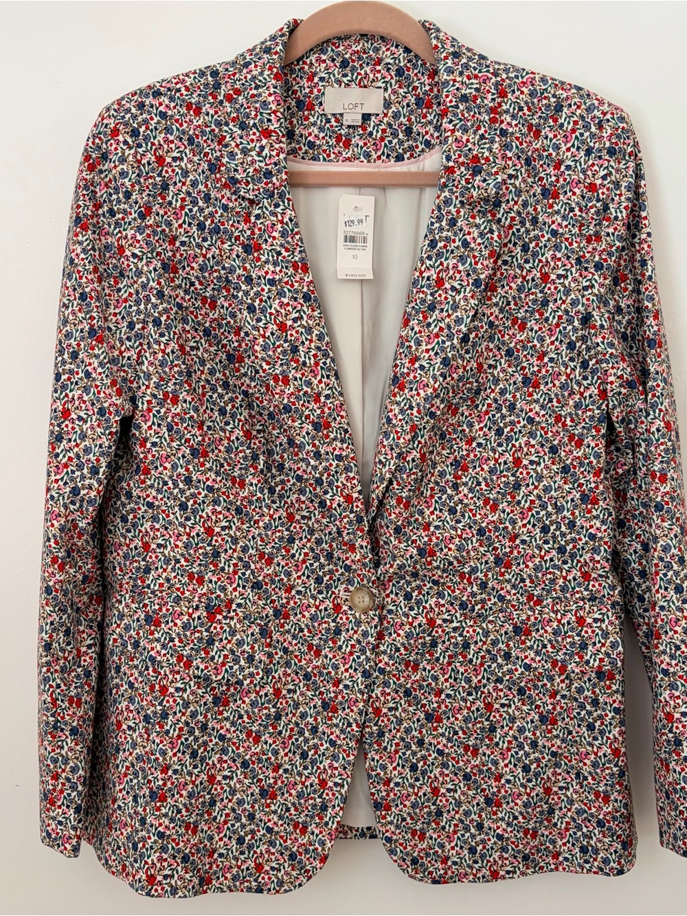 Ann Taylor LOFT fully lined red and blue floral blazer NWT size 10